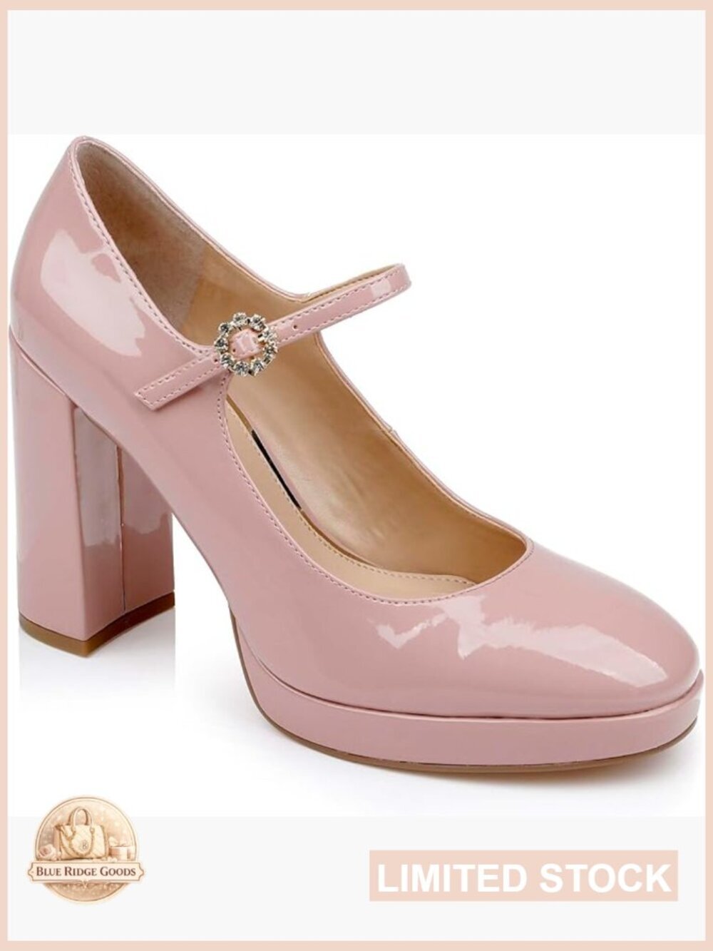 Patent Leather Mary Jane Platform Pumps with Block Heel